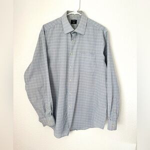 Arrow Dress Shirt Men’s 16.5 White Plaid Fitted Button Front Shirt